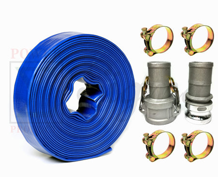 Sigma 2" IN X 100' Feet Agricultural PVC Lay Flat Discharge Pump Hose & Camlock image 0