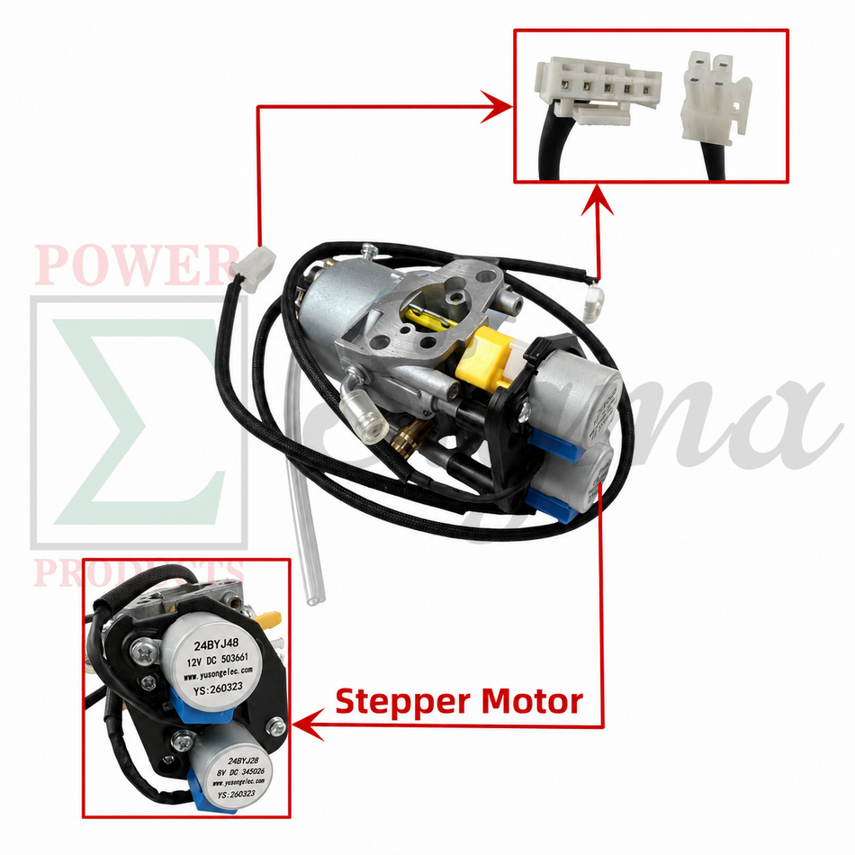 Carburetor Assembly with Stepper Motor, Gaskets & Fuel Line for Predator 5000 Watts Dual-Fuel Inverter Generator (Fits SKU 71367, 70143) image 1