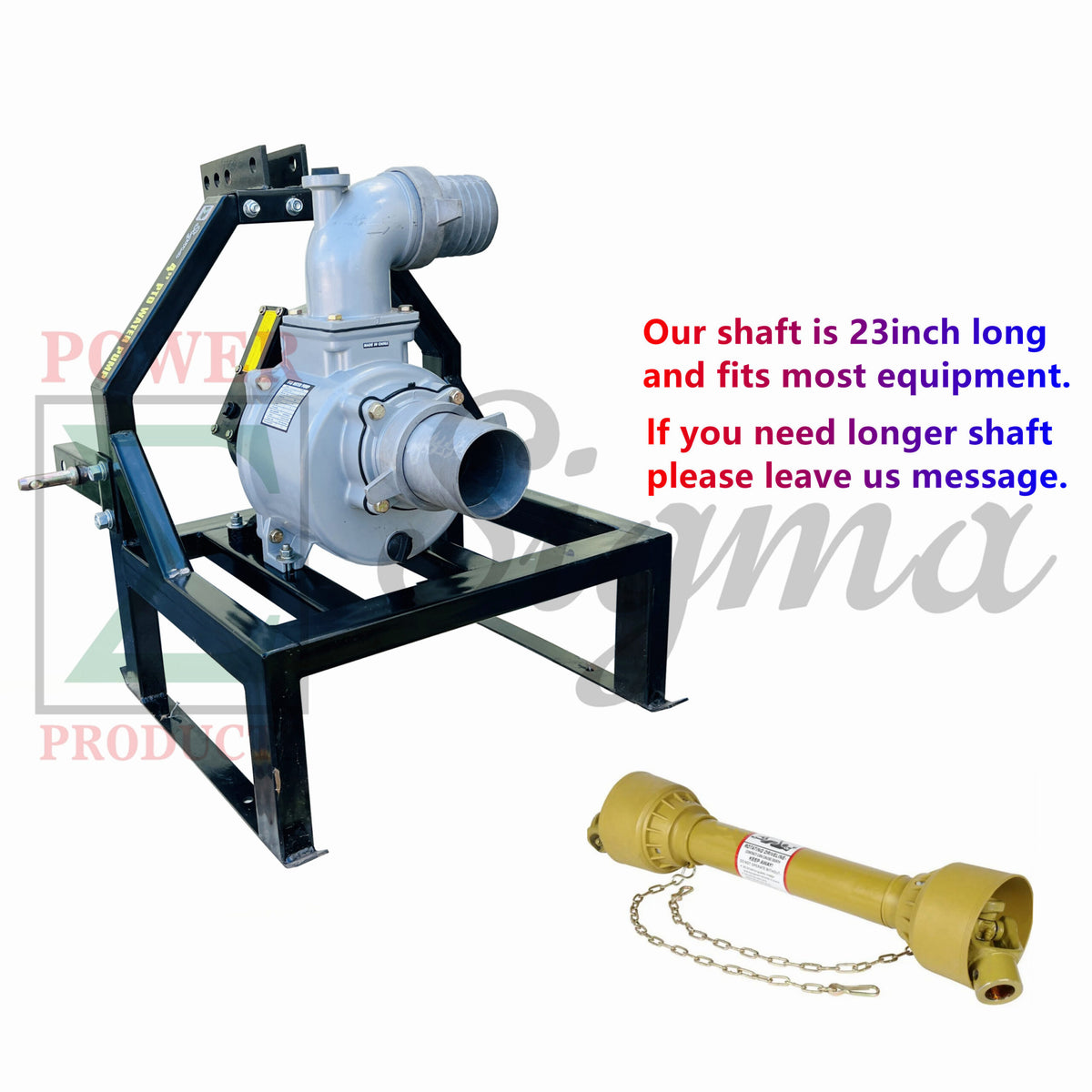 Sigma 4-Inch PTO-Driven Clear Water Pump with 3-Point Hitch & Shaft Gear Drive – Tractor-Powered, 30 PSI Output, 16–20 ft Lift