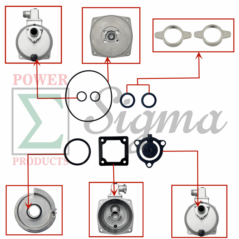 8PCS Gasket Seal Flapper Washer O-Ring Repair Kit For Predator Pacific Hydrostar 1 in. 79cc 99cc Clear Water Pump 63404 56161 for Stanley for Ironton for XtremepowerUS 1" inch 3HP Gas Engine Pump image 1