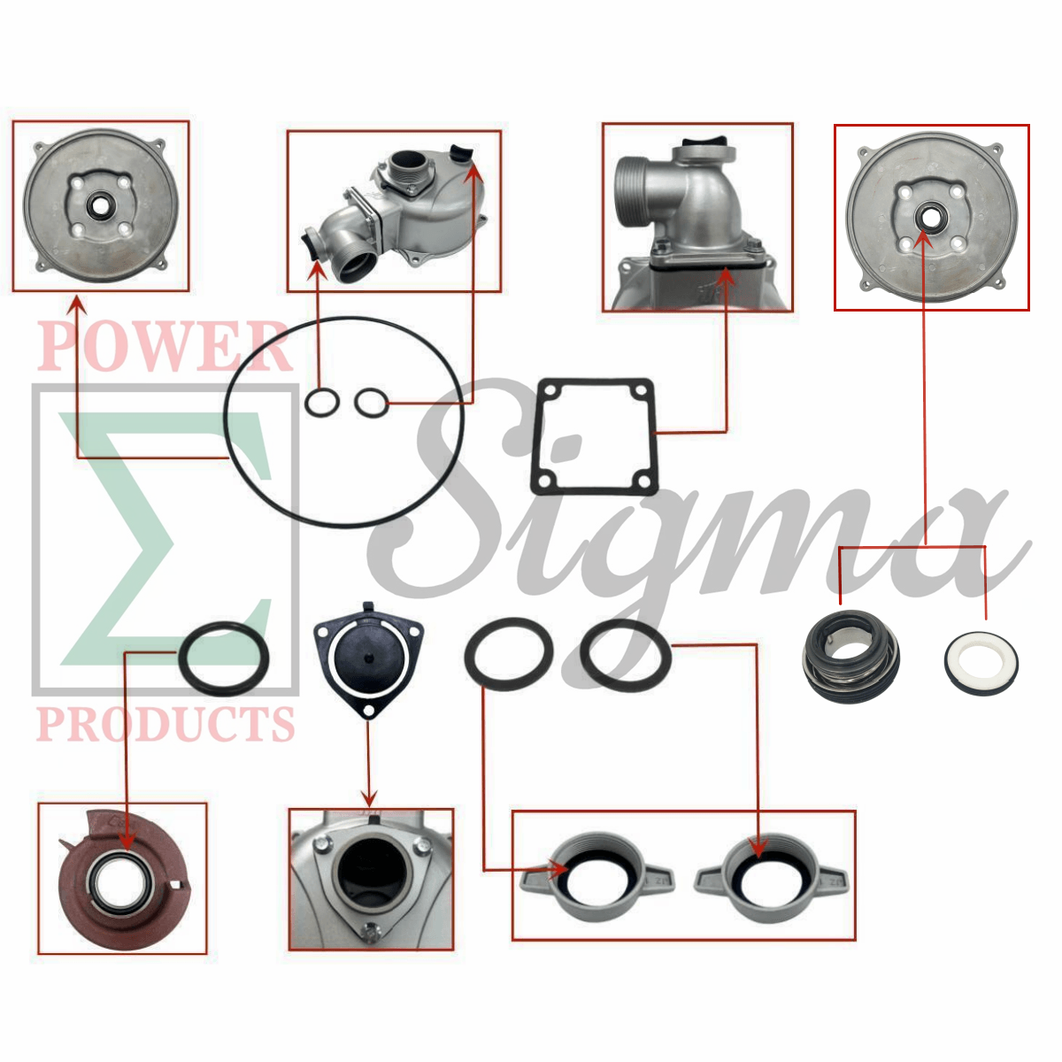 10PCS Pump Gasket O-Ring Mechanical Seal For Red Lion 2" IN. 4RLAG-2H 5RLAG-2L For DuroMax XP652WP 7HP For Generac 2" 6822 6919 For Champion 2-IN Semi-Trash Water Pump 100742 100113 image 2