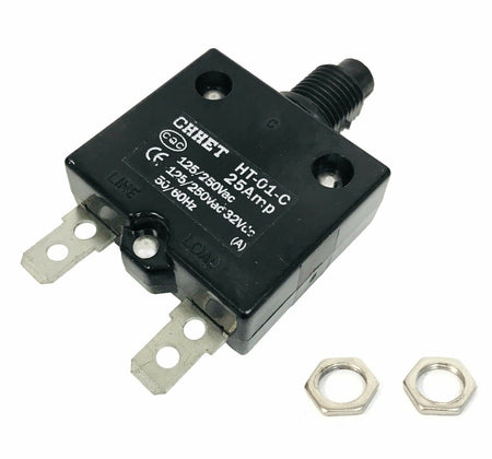 Panel Reset Thermal Push Button Circuit Breaker 25A Amp 32VDC 125/250VAC 50/60Hz image 0