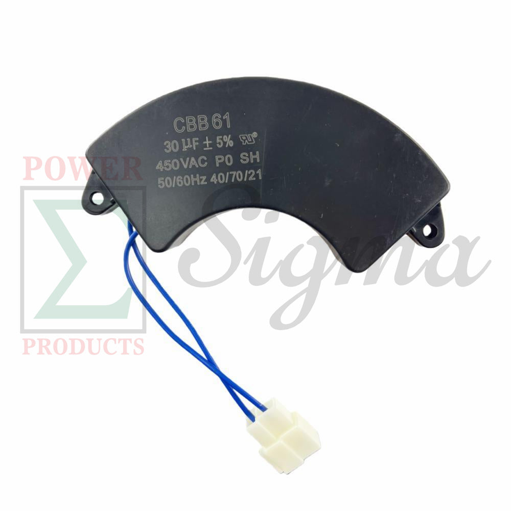 Capacitor With Plug CBB61 30uF 450V 50/60Hz Gas Diesel Half Moon For Generator image 0