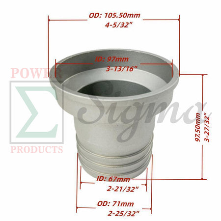4" to 3" Aluminum Reducer Adapter (4-Inch to 3-Inch Reducing Adapter) Hose Fitting for Water Pump Inlet image 2