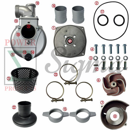 3" Water Pump Replacement for Keyed Shaft Gas Engines, NPT Ports, 3-Bolt Inlet & Outlet, For DuroMax XP650WP 208cc for Ironton 97939 212cc for Pulsar PWP30 6.5HP image 1