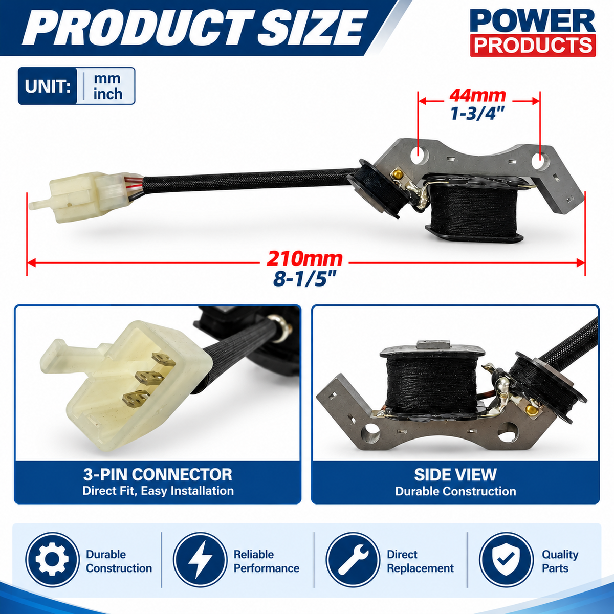 Ignition Coil with Bolts for Pulsar PG2300iS 2300W Surge Inverter Generator, for Westinghouse iGen2200 iGen2200c iGen2500 iGen2800, for A-iPower SUA2000i, for WEN 56200i 2000 Watts Generator image 1