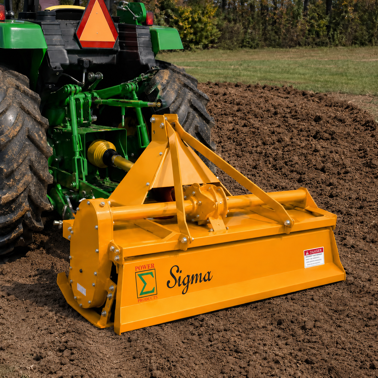 Sigma Heavy Duty 3 Point Hitch Rotary Tiller 4' FT 48" In. Work with 3 PT CAT I Hitch Tractor PTO Driven Gear Drive With PTO Shaft--Recommended Tractor HP 20-35HP