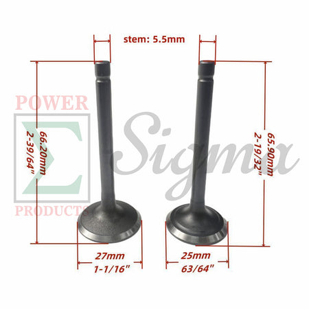 Inlet & Exhaust Valve with 5.5mm Diameter stem for Predator 212CC 6.5HP Gas Engine image 1
