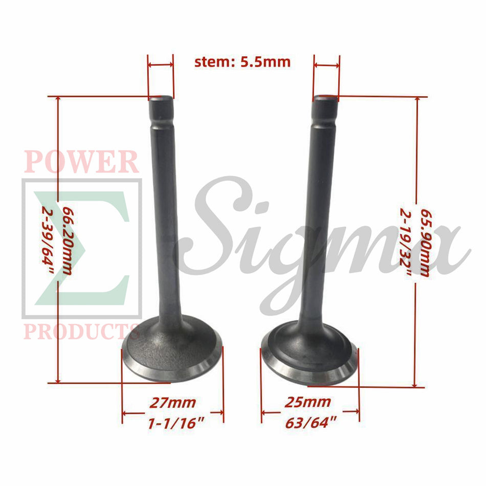 Inlet & Exhaust Valve with 5.5mm Diameter stem for Predator 212CC 6.5HP Gas Engine image 1