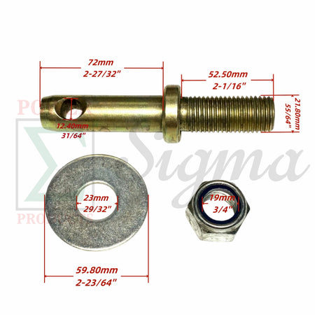 2 X Hitch Lift Arm Pins Set For Rural King Country Way 4' 5' 6' 7' Rotary Tiller image 1