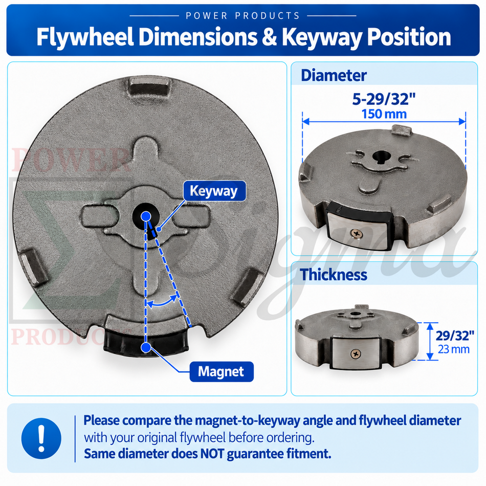 Flywheel for Powermate 9" 3.5 FT-LBS Gas Edger for Predator 79cc 99cc Engine for Coleman Powersports 98cc 100cc 3HP CC100X Go Kart Mini Bike Scooter for Champion 1500W 1800W Non-Inverter Generator