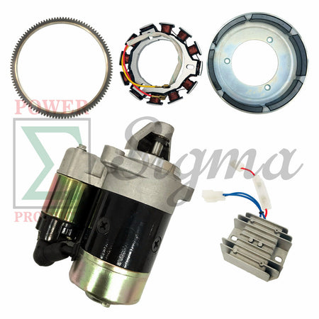 Power Products Electric Starter Flywheel Gear Dynamo Rectifier for 186F 186FE 406CC 186FA 186FAE 418CC Diesel Engines Compatible with Yanmar L100 10HP 186F Engine image 0