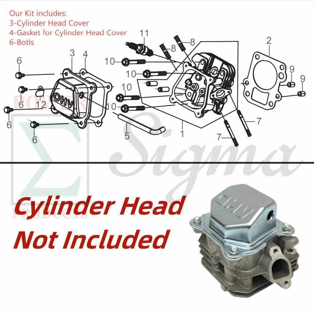 Cylinder Head Valve Cover with Gasket bolts – Replacement Part Fits Predator 79cc & 212cc Non-Hemi Engine for Coleman 196cc Mini Bike B200R BT200X for 98cc/196cc Go Karts CK100 GK100 GK200 KT196 CK196 image 2