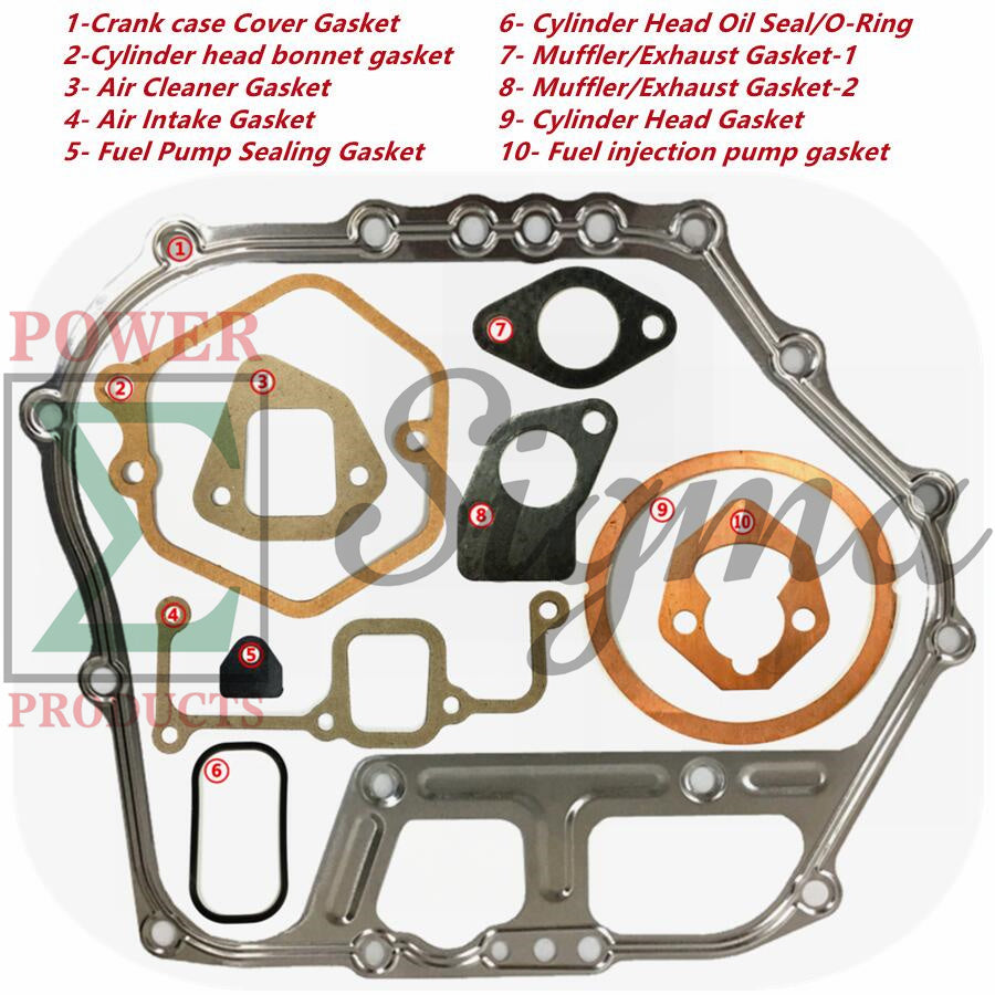 10PCS Complete Gasket Repair Kit Replaces Yanmar L100 10HP For 186F 186FE 406CC Diesel Engine Motor Generator Water Pump Pressure Washer image 1