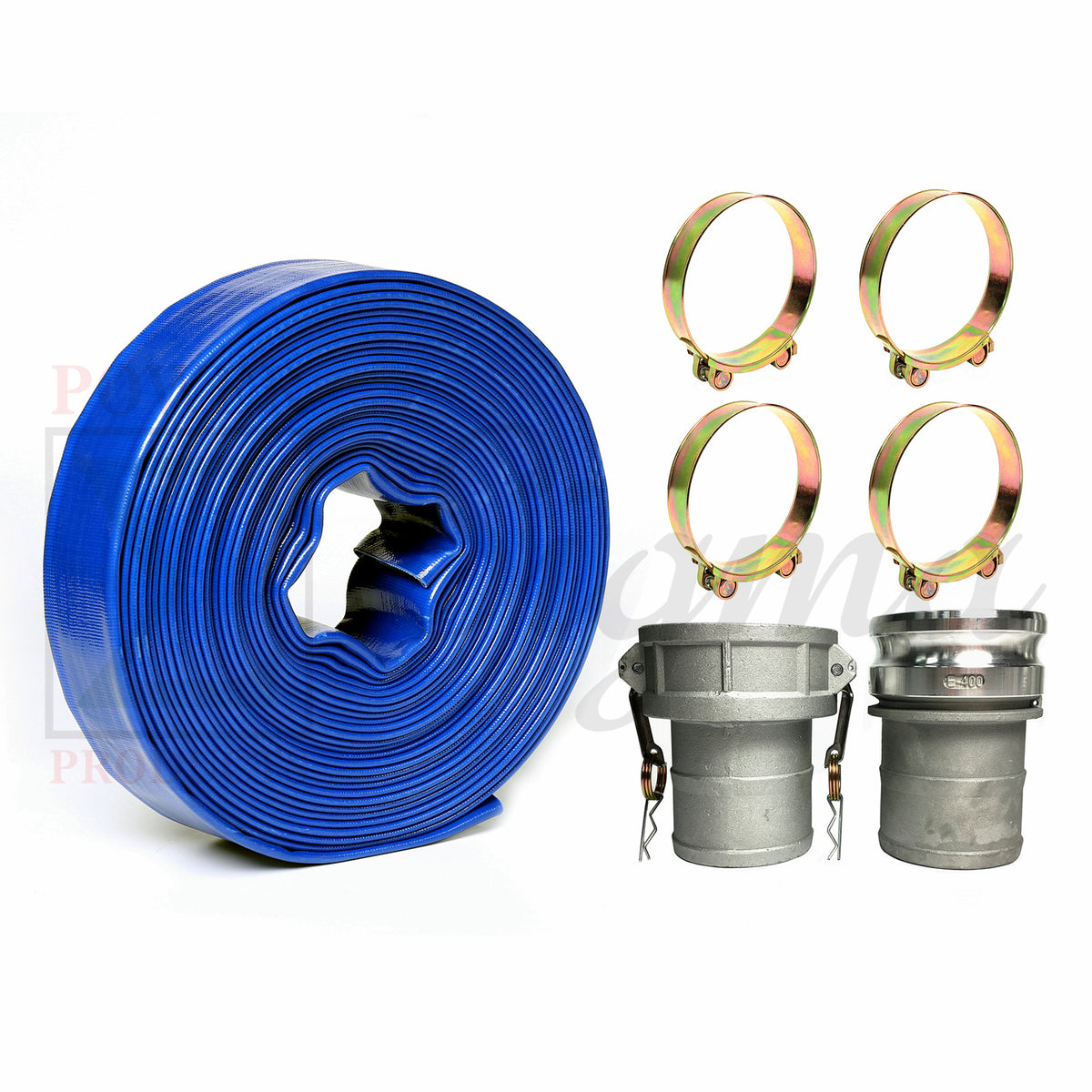 Sigma 4" IN X 300' Feet 4 Bar Garden PVC Lay Flat Discharge Pump Hose & Camlock image 0