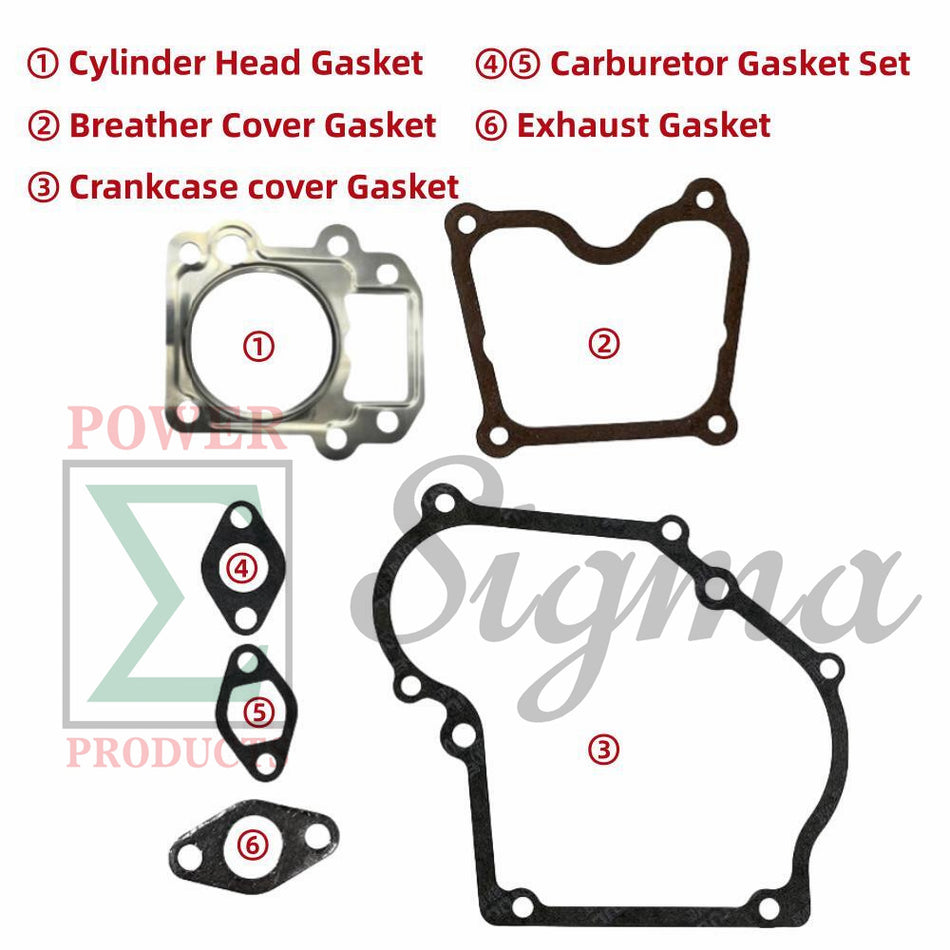 Repair Gasket Kit For Buffalo Tools Sportsman GEN1100 GEN154 GEN2000 & Harbor Freight Greyhound 97964 LIFAN 79CC 2.5HP Engine & Champion CPE 40005 40048 42013 42412 80CC 2.4HP Gas Generator & Pacific HydroStar 79CC 69747 98013 99CC 68328 Water Pump image 1