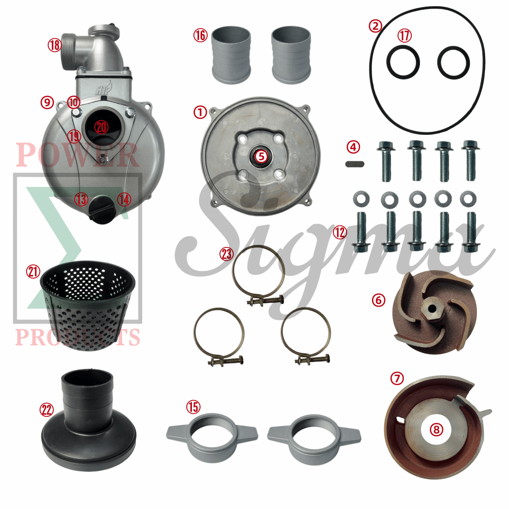 Pump W/ NPT-Thread 3-Bolt-Inlet and Outlet For Straight Keyed Shaft 2" IN. Ports. For Champion 66520 2-Inch for DuroMax XP652WP 208cc 158-Gpm 2-Inch for Ironton 2" in. 97938 Semi-Trash Water Pump image 1