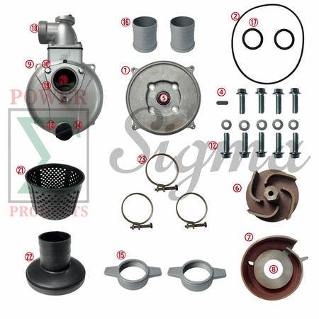 Pump W/ NPT-Thread 3-Bolt-Inlet and Outlet For Straight Keyed Shaft 2" IN. Ports. For Champion 66520 2-Inch for DuroMax XP652WP 208cc 158-Gpm 2-Inch for Ironton 2" in. 97938 Semi-Trash Water Pump image 1