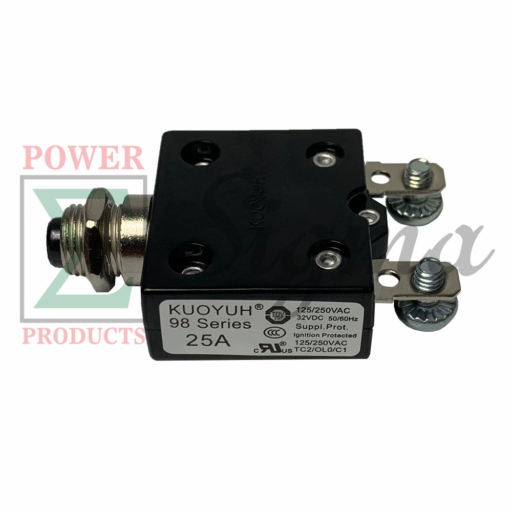 NEW 25A Amp Push Button Thermal Circuit Breaker 32VDC 125-250VAC 25A 50-60Hz For Generator image 2