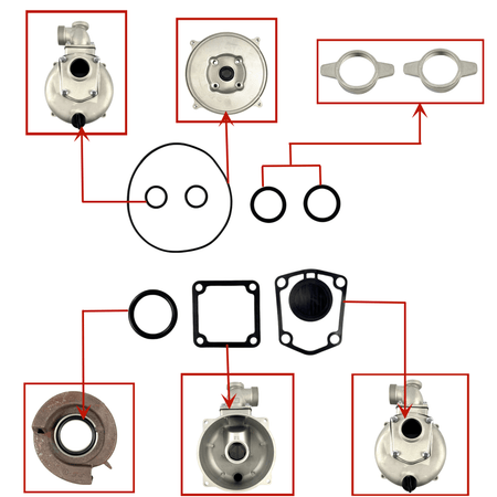 8PCS Gasket Seal Flapper Washer O-Ring Repair Kit For Predator 2" in. 212cc Semi-Trash Water Pump 63405 56160 For Pacific HydroStar 2" IN 212cc 61986 68375 69774 Water Pump image 3