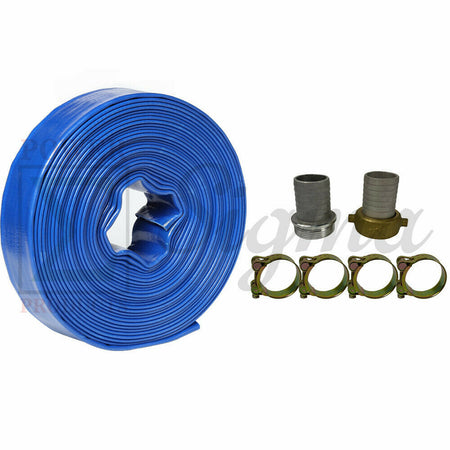 Sigma 1" X 50' Ft PVC Lay Flat Agricultural Pump Discharge Hose & Thread CamLock image 0