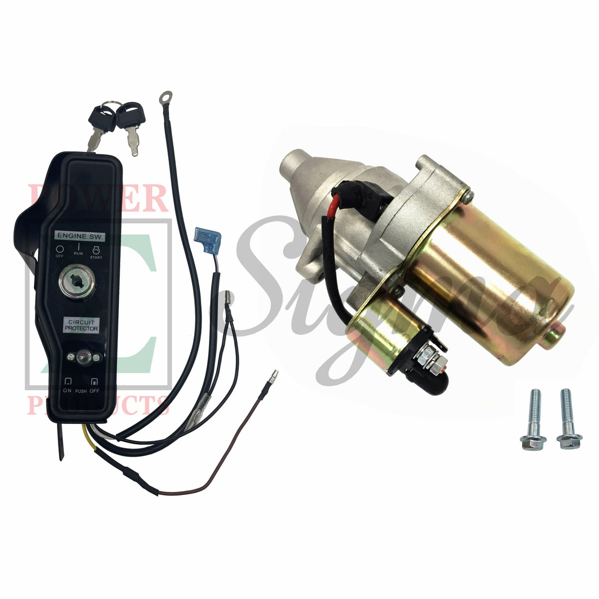 Ignition Switch & Starter Motor for Predator 13HP 420cc 60340 60349 Gas Engine for CENTRAL PNEUMATIC 30 Gallon Air Compressor for Duromax XP16HPE XP18HPE for Lifan LF182F LF188F LF190F image 0