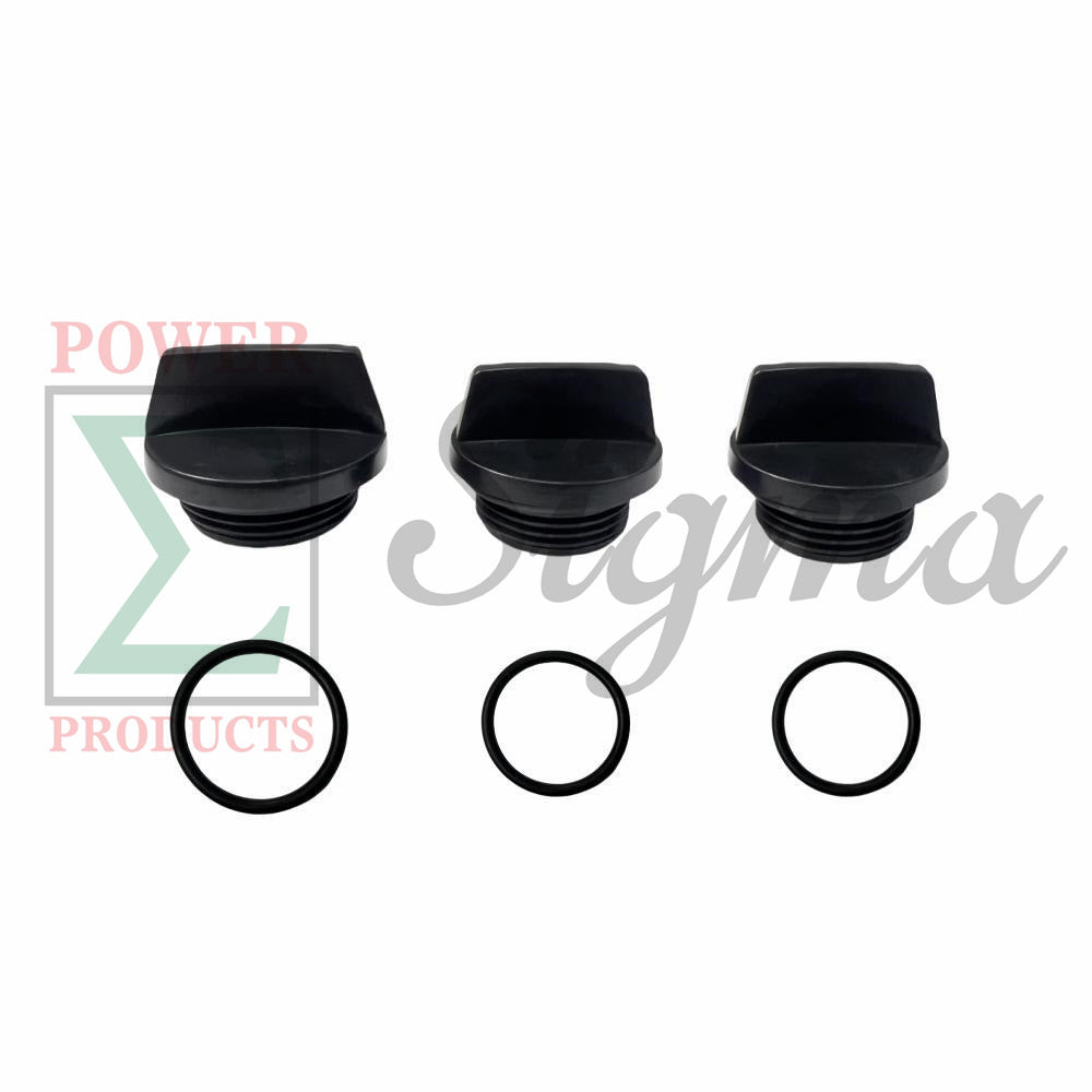 3PCS Set – 1 Top Water Plug & 2 Side Water Drain Plugs with O-Ring Seal for PREDATOR 3 Inch 301cc Full-Trash Water Pump (SKU# 56718) – Compatible with Honda WT30XK4A & WT40XK3A Construction Pumps image 0