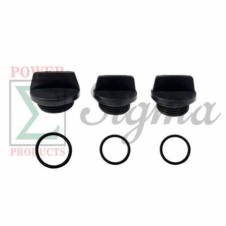 3PCS Set – 1 Top Water Plug & 2 Side Water Drain Plugs with O-Ring Seal for PREDATOR 3 Inch 301cc Full-Trash Water Pump (SKU# 56718) – Compatible with Honda WT30XK4A & WT40XK3A Construction Pumps image 0