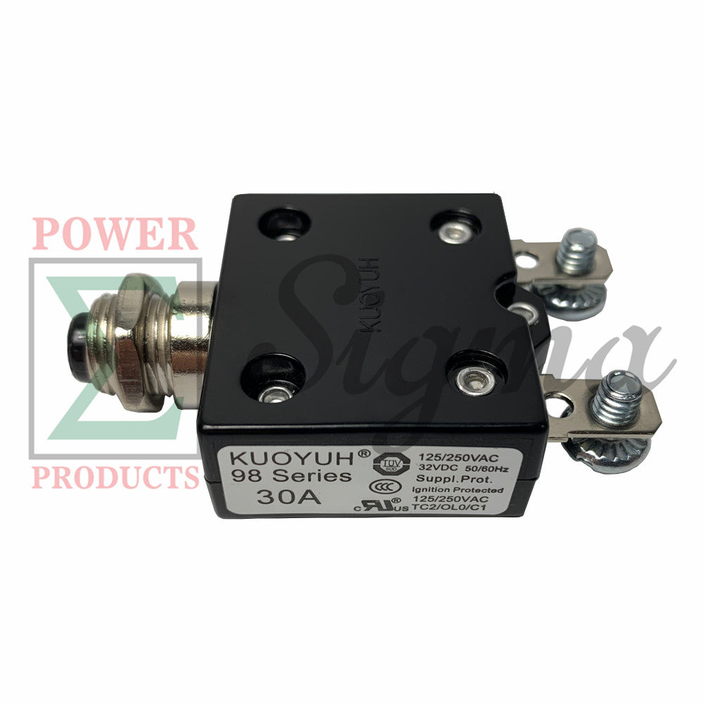 New 30A Amp Push Button Thermal Circuit Breaker 32VDC 125-250VAC 30A 50-60Hz For Generator image 2