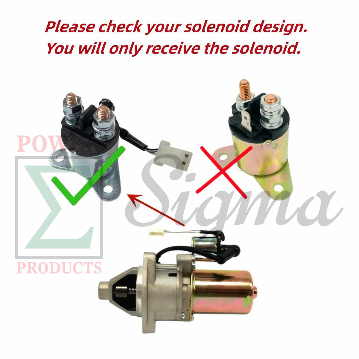 Starter Motor Solenoid W/ 2-Wire Plug for A-ipower SUA9000E SUA10000EC SUA12000E for Predator 7000/8750W 420cc for Generac GP6500E GP7500E GP8000E for All Power Gentron 10000W Generator W/Pigtail image 2