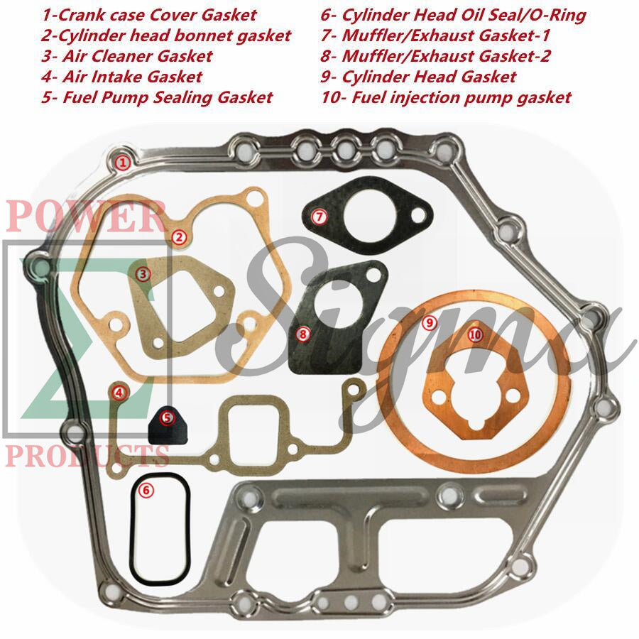 10PCS Complete Gasket Repair Kit For 10HP 186FA 186FAE 418CC Diesel Engine Motor Generator Water Pump Pressure Washer image 1