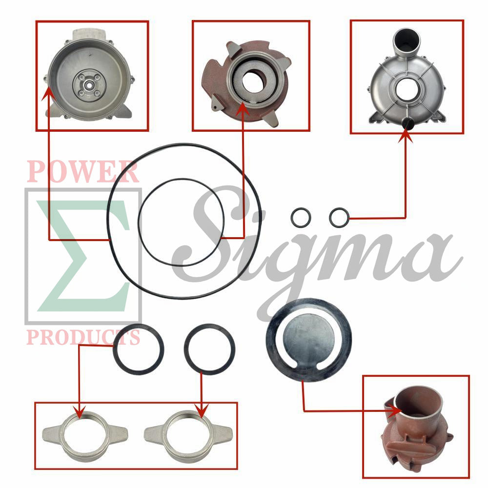 7PCS Pump Gasket O-Ring Repair Kit for PREDATOR 3” in. 212cc 63406 56162 for Champion 3-in. 196cc Semi-Trash Water Pump 66525 for Red Lion 3 IN. 6RLAG-3LTT 208cc for BILT HARD 3”-inch Full Trash Pump image 2