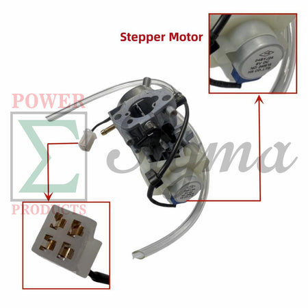 POWER PRODUCTS Carburetor with Stepper Motor and Gaskets and Fuel Line for Predator 3500-Watt SUPER QUIET Inverter Generator 63584 image 5