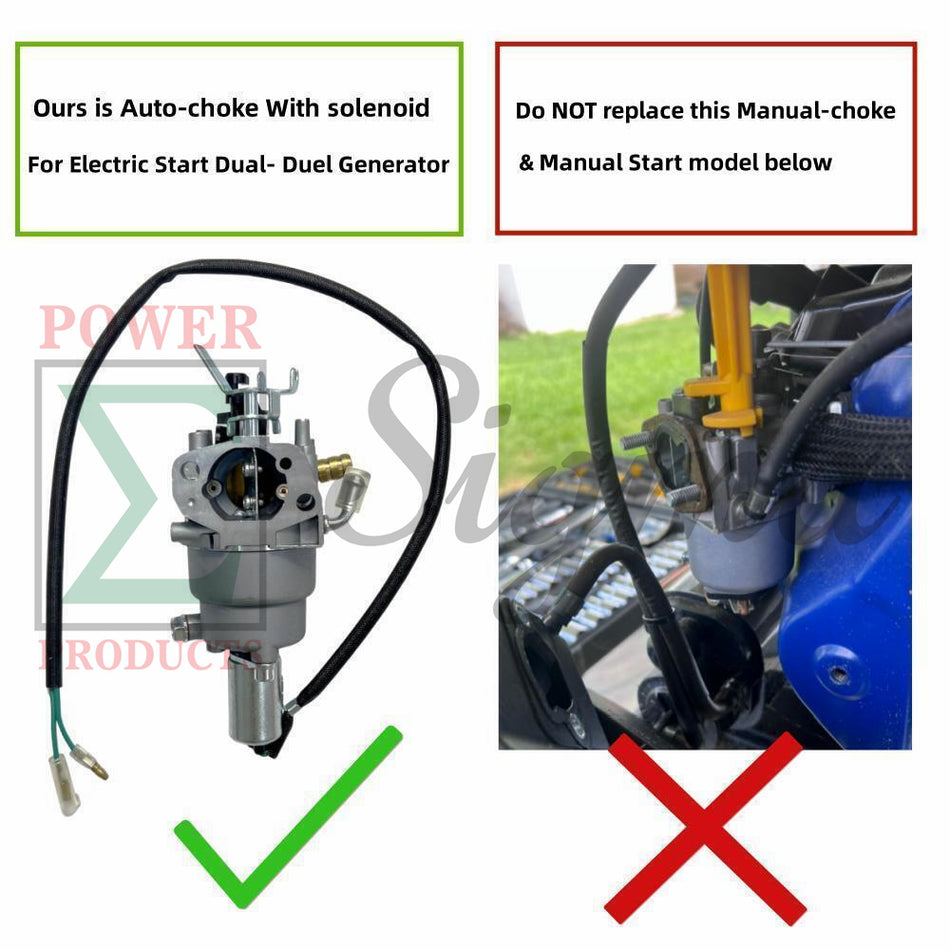 Auto-choke Carburetor with Solenoid for Electric Start Replaces Westinghouse WGen5300DF WGen5300DFc 274cc Dual Fuel Generator image 1