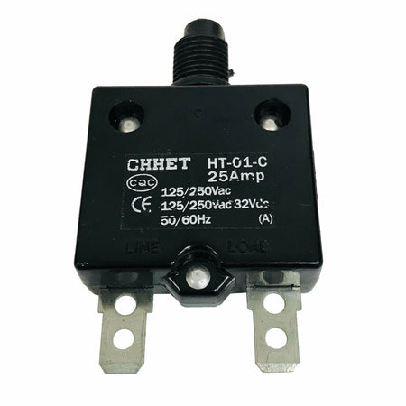 Panel Reset Thermal Push Button Circuit Breaker 25A Amp 32VDC 125/250VAC 50/60Hz image 1