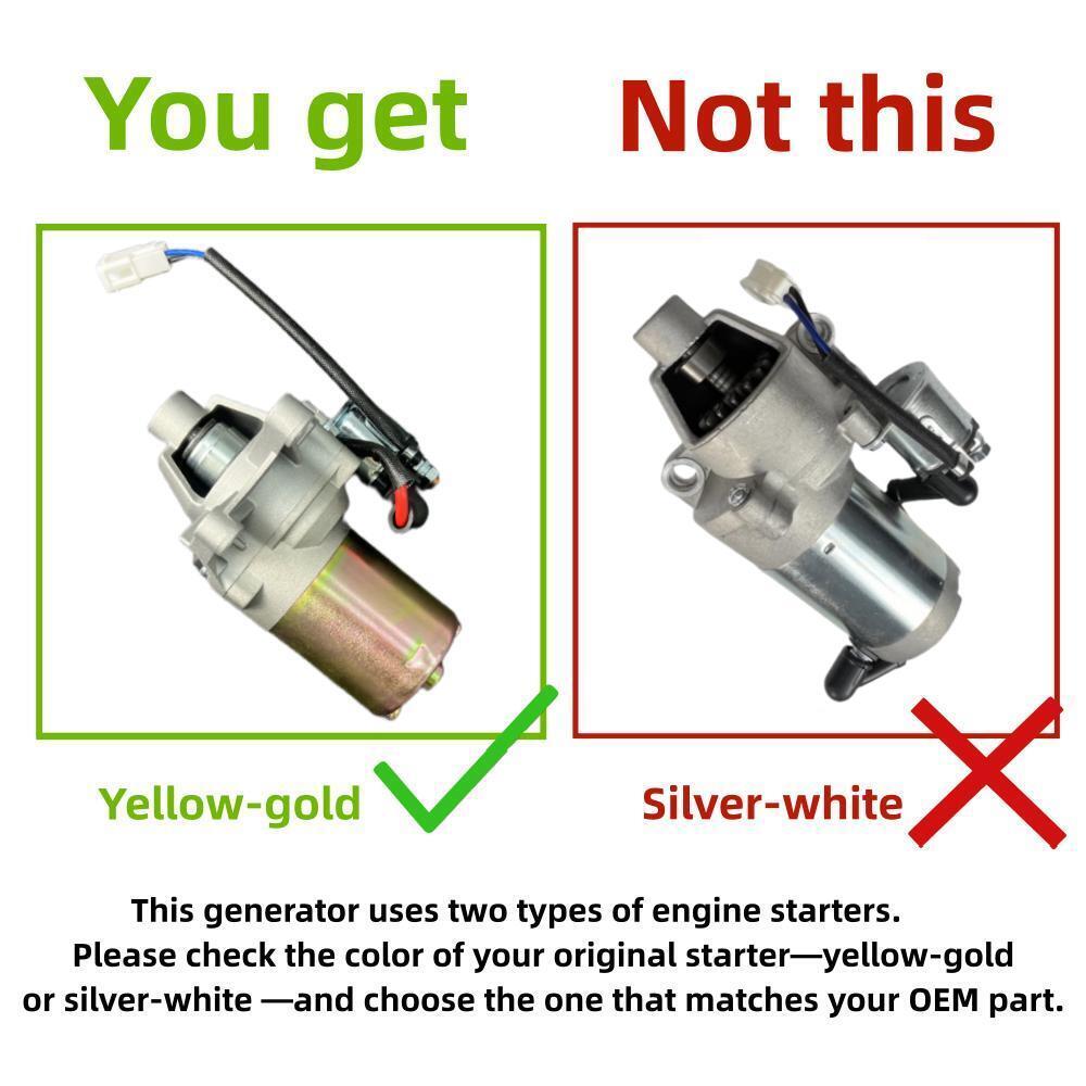 Engine Starter Motor with Solenoid & Bolts for Predator 5000-Watt Dual-Fuel Inverter Generator (Compatible with SKU 71367, 70143)