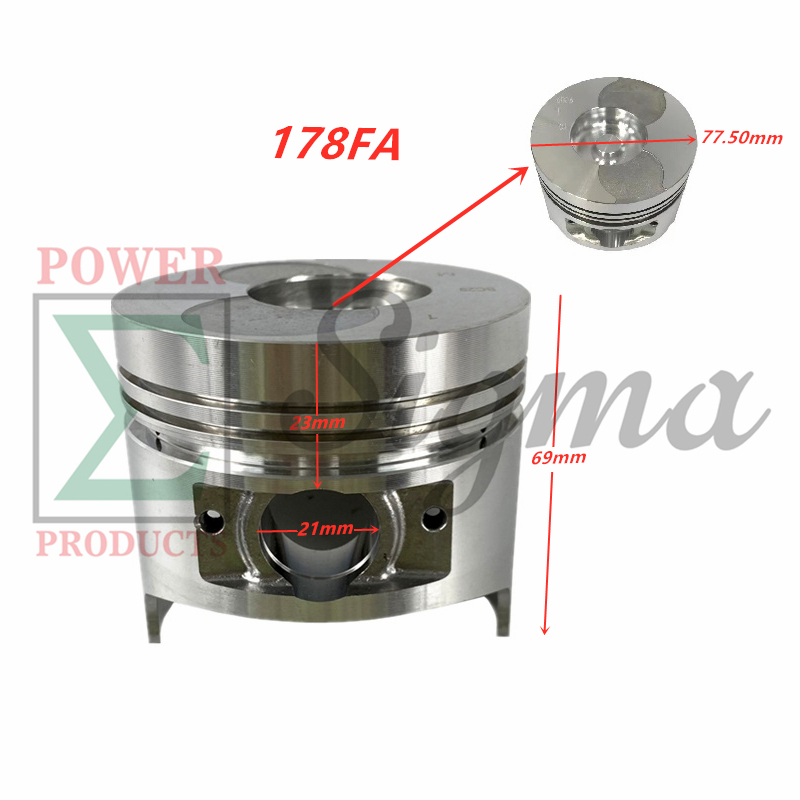 New Piston For China 178FA FAE 6HP Diesel Engine & Yanmar L70 Engine Height 69MM