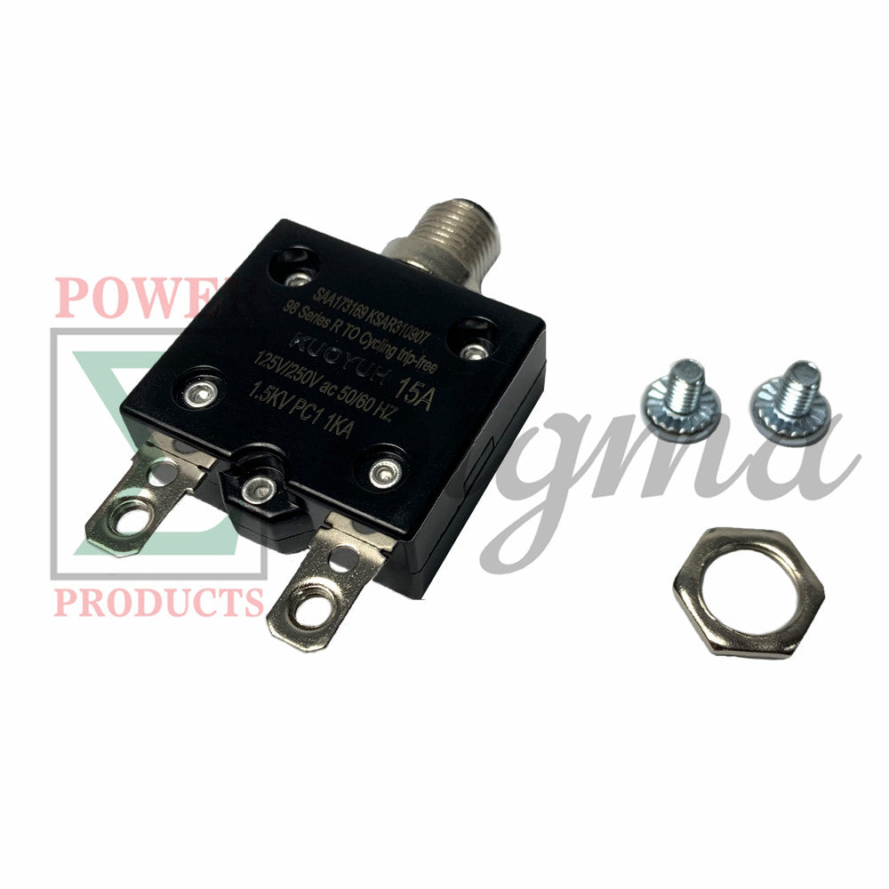 NEW 15A Amp Push Button Thermal Circuit Breaker 125-250VAC 50/60Hz For Generator image 0