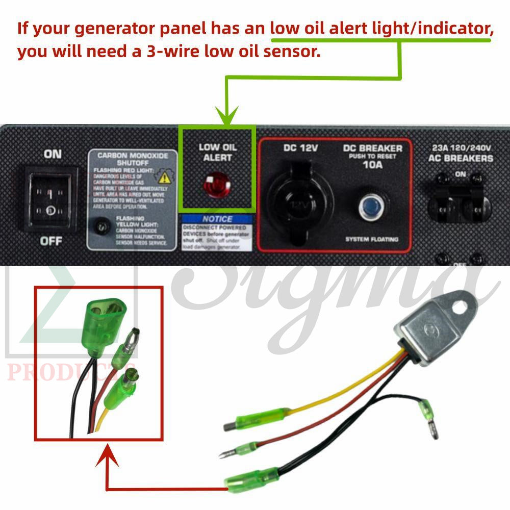 3-Wire Low Oil Alert Sensor with 4-Plug Replacement for Predator Gas Generators – Fits Surge 4000W (212cc), 4375W (212cc), 6500W (301cc/420cc), 8750W (420cc), 9000W (420cc) Not for Inverter Models image 2