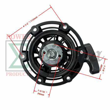 Recoil Starter with Handle and Bolts- Replacement for PREDATOR Inverter Generator Surge 2000 Watt (SKU# 71343, 59135) replacement part for Westinghouse 80cc iGen2550 iGen2550c iGen2550DFc image 3
