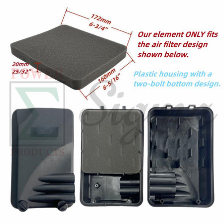 Air Filter Foam Element Cleaner Replacement for DuroMax XP15000HX / XP15000HXT 670cc 15000-Watt Generator, Fits 2-Bolt Bottom Plastic Air Filter Housing Only image 1