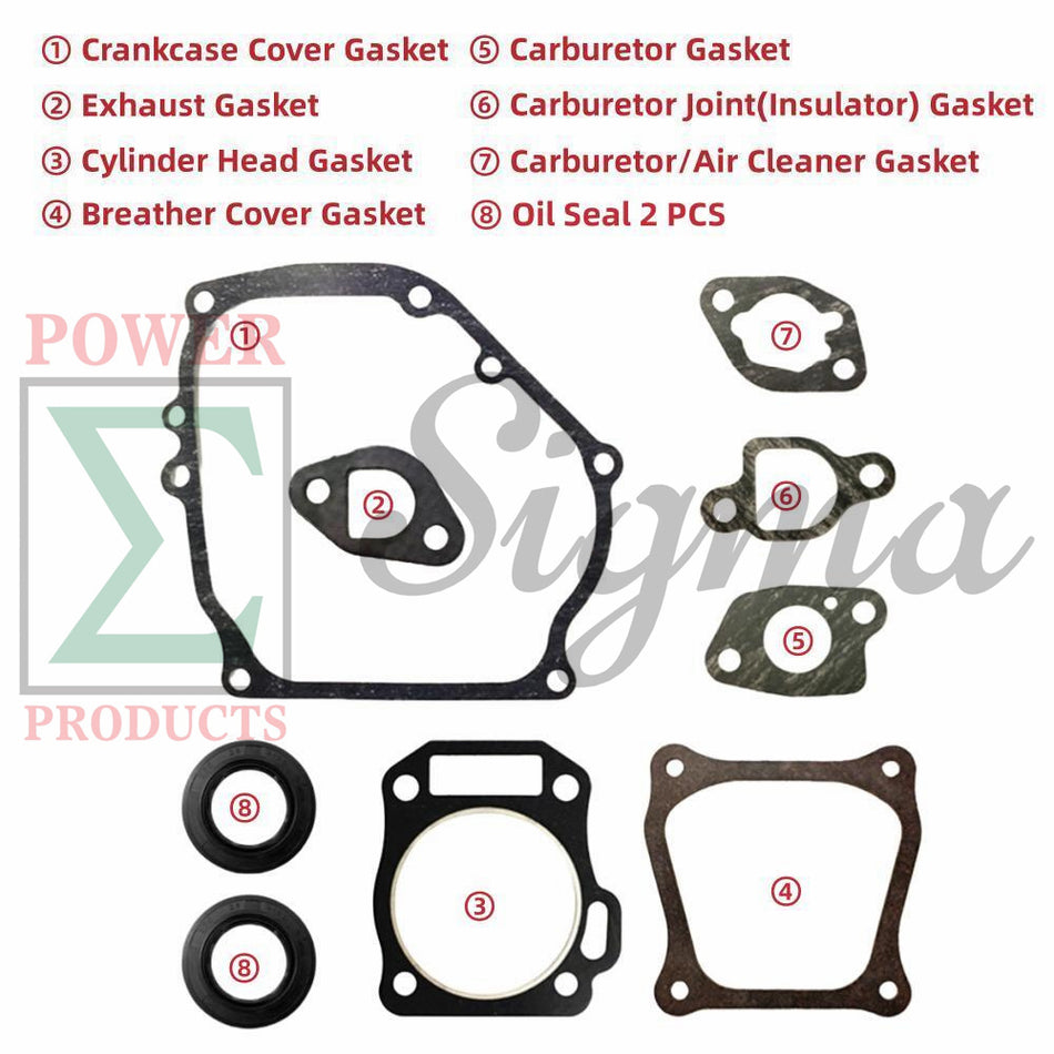 Cylinder Head Gasket Oil Seal Kit for Champion Power 208CC 224CC 3500/4000W 3500/4375W 3550/4450W for Predator 6.5HP 212CC 4000W 4350W Generator & Honda GX160 GX200 5.5 HP 6.5HP Gas Engine image 1