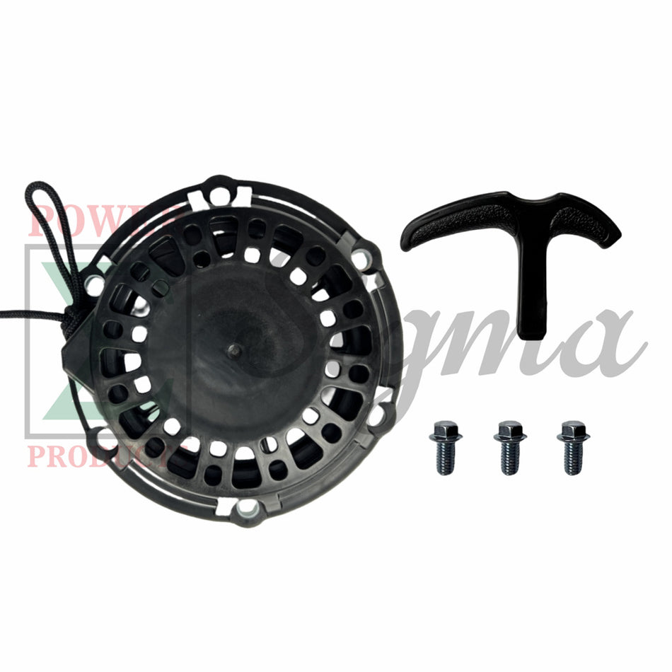 Recoil Starter with Handle and Bolts for Pulsar PG2300iS 2300W Surge Inverter Generator for GENMAX GM2800iSAC GM2800iAE GM3200i GM3300i GM3500iAED GM4000iSAPC GM4000iSBEPC 145cc Inverter Generator image 0