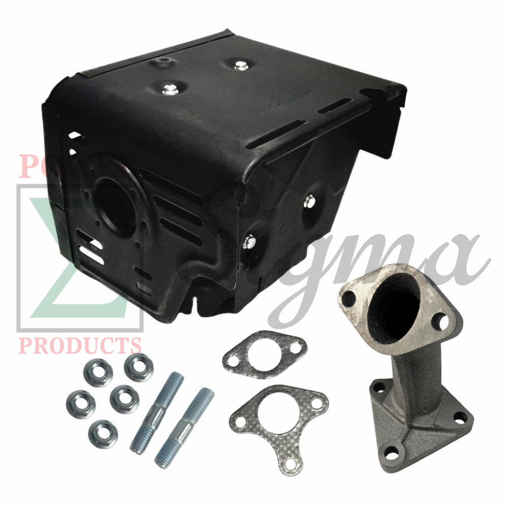 Muffler and 45-Degree Manifold with Bolts & Gaskets for Predator 13HP 420cc Engines (60340, 60349, 69736) for DuroMax 16HP/18HP XP16HPE XP18HPE Engines image 0