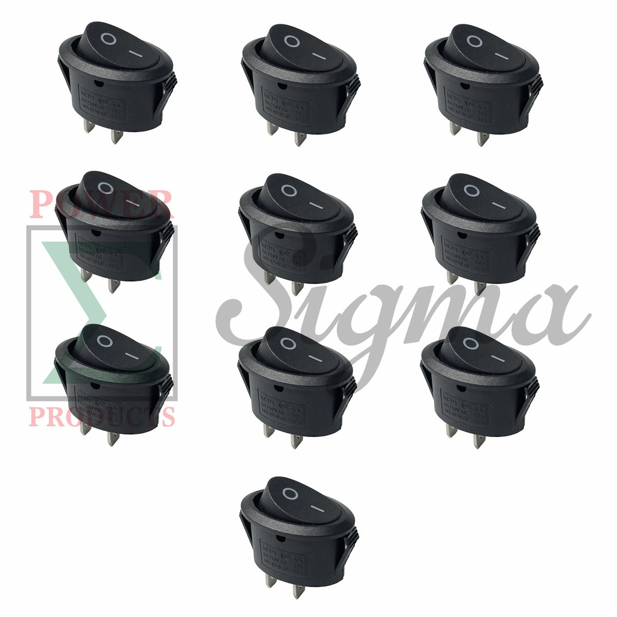 10-Pack Oval Boat Rocker Switch 2 Terminal 2 Position On/Off AC 125V/10A 250V/6A image 0