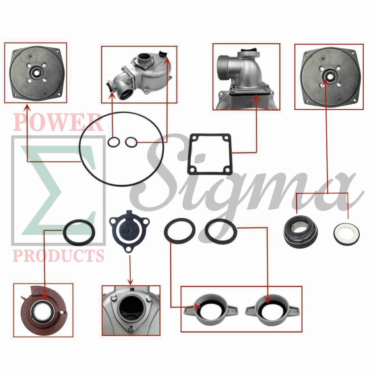 10PCS Pump Gasket O-Ring Mechanical Seal For DuroMax 3" In. XP650WP 7HP 220GPM For Pulsar 3" IN Semi-Trash 6.5HP Gas Water Pump PWP30 For 3-Inch Clean Water Pump image 1