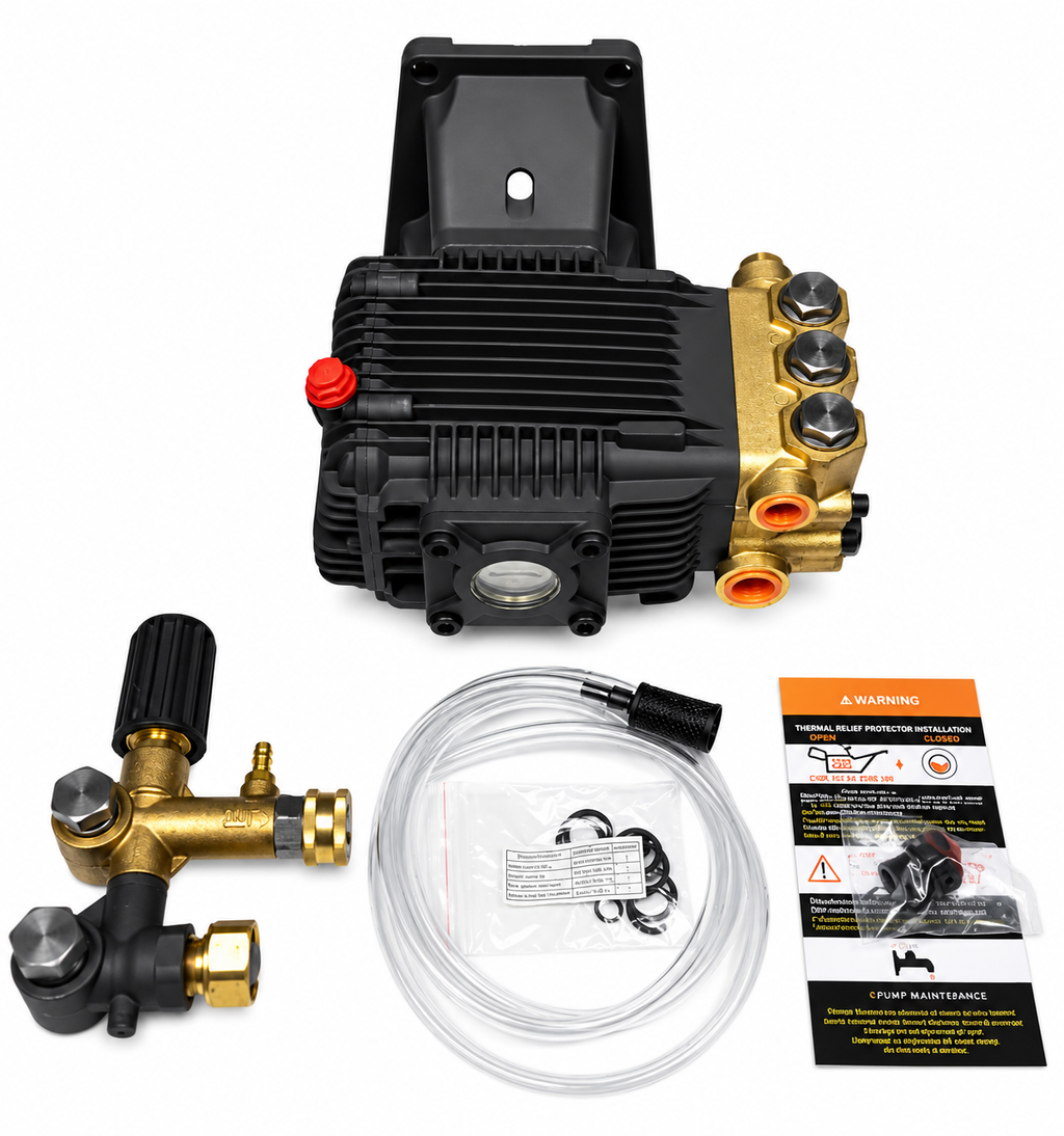 4000PSI 4.76 GPM Horizontal Triplex Pressure Washer Pump with External Unloader, Fits 1" Q-Type Shaft