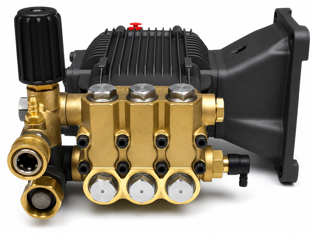 4000PSI 4.76 GPM Horizontal Triplex Pressure Washer Pump with External Unloader, Fits 1" Q-Type Shaft