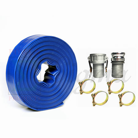 Sigma 3" IN X 100' Feet Agricultural PVC Lay Flat Discharge Pump Hose & Camlock image 0