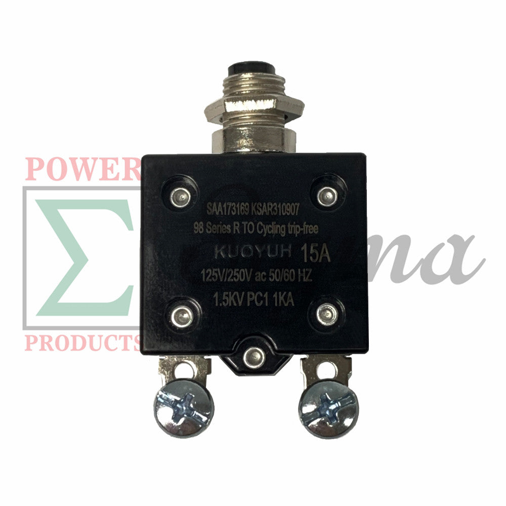 NEW 15A Amp Push Button Thermal Circuit Breaker 125-250VAC 50/60Hz For Generator image 1